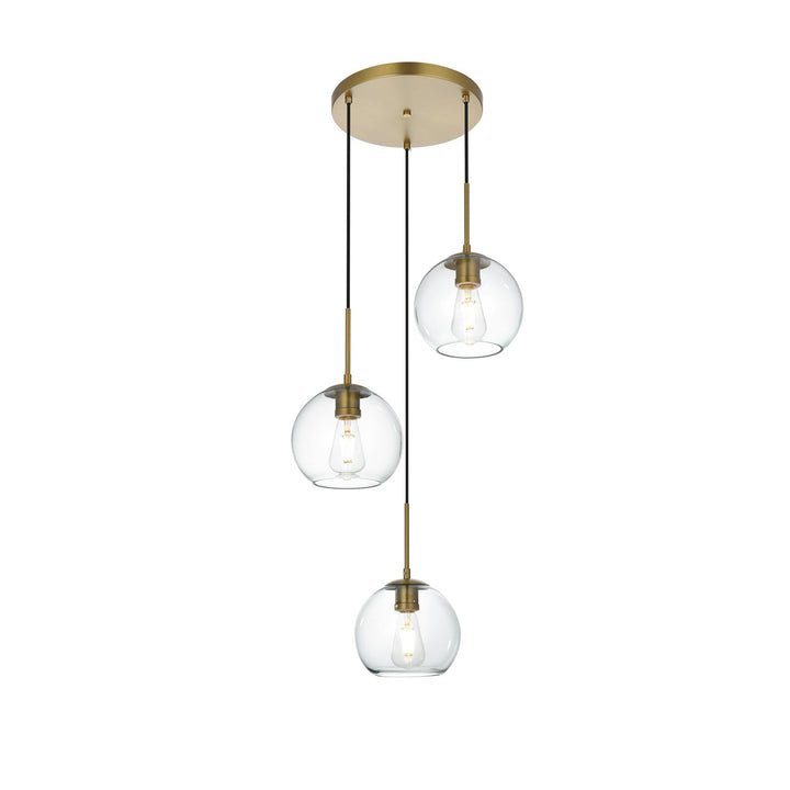 18 Inch Flush Mount Clear Shade In Satin Gold - View 3 - Joshua Marshal