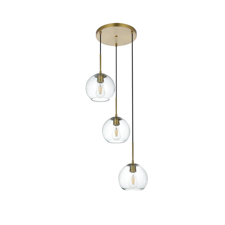 18 Inch Flush Mount Clear Shade In Satin Gold - View 4 - Joshua Marshal
