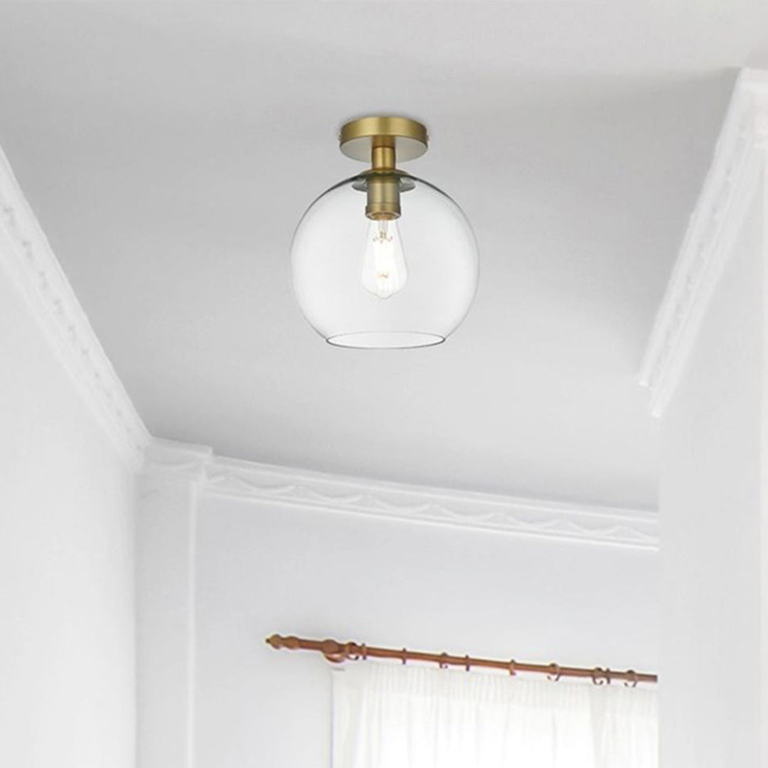 18 Inch Flush Mount Clear Shade In Satin Gold Satin Gold And Clear Finish - LIGHTING by Joshua Marshal