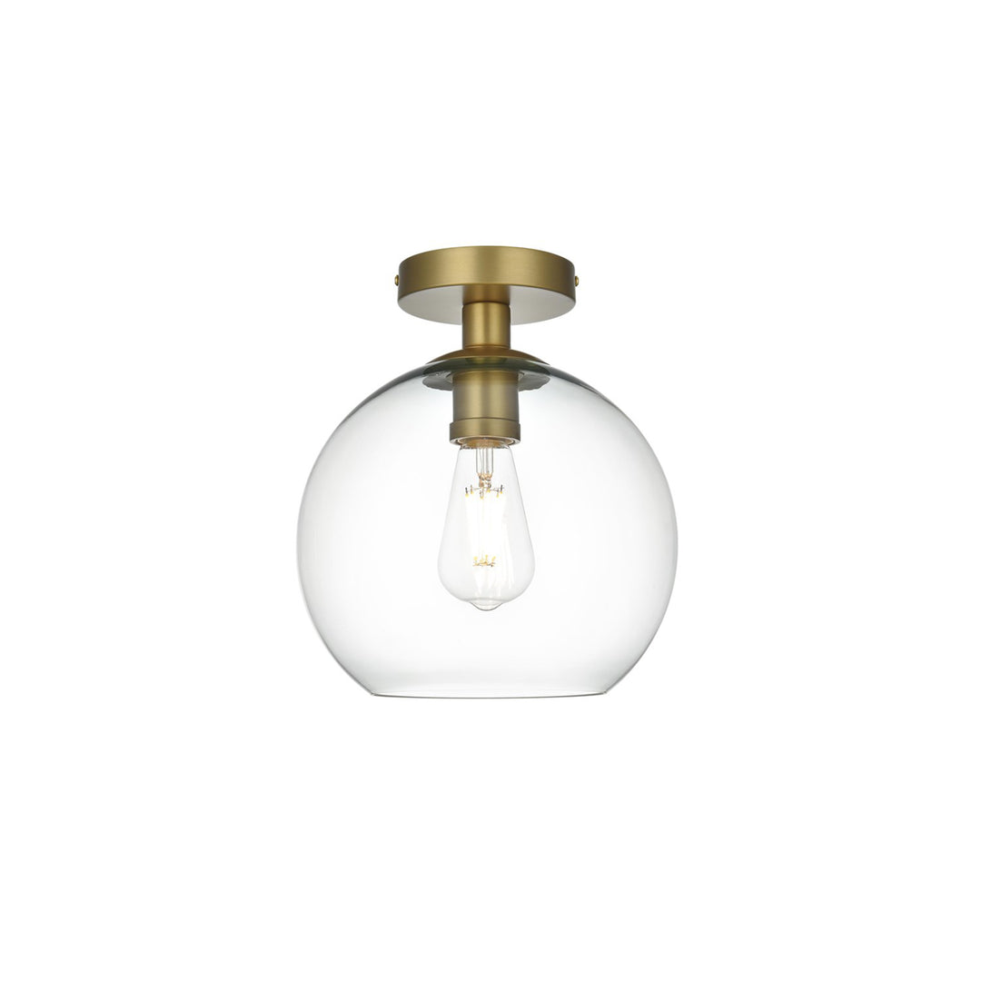 18 Inch Flush Mount Clear Shade In Satin Gold - View 3 - Joshua Marshal