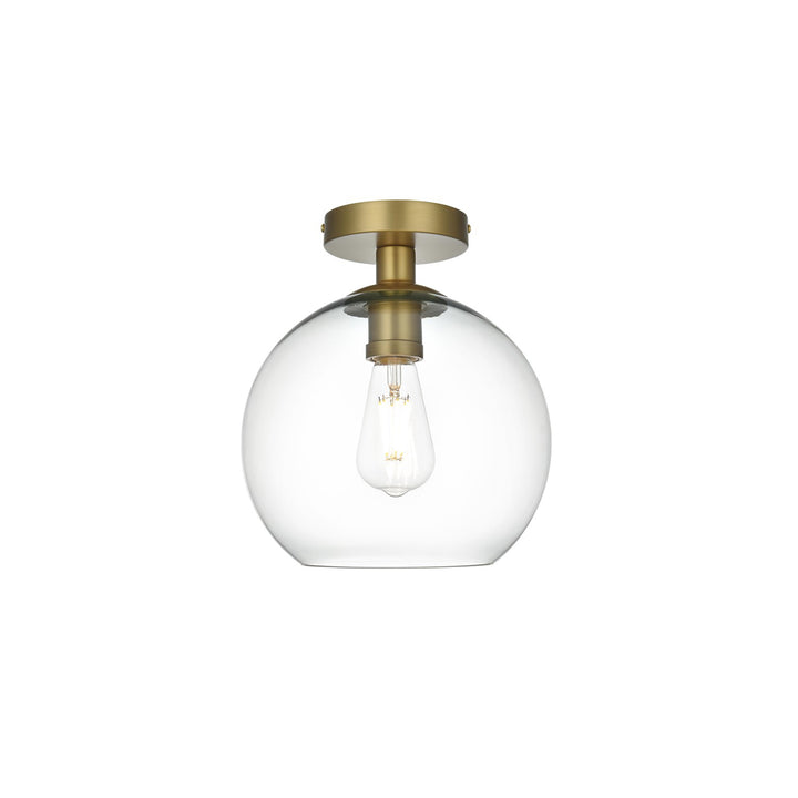 18 Inch Flush Mount Clear Shade In Satin Gold - View 3 - Joshua Marshal