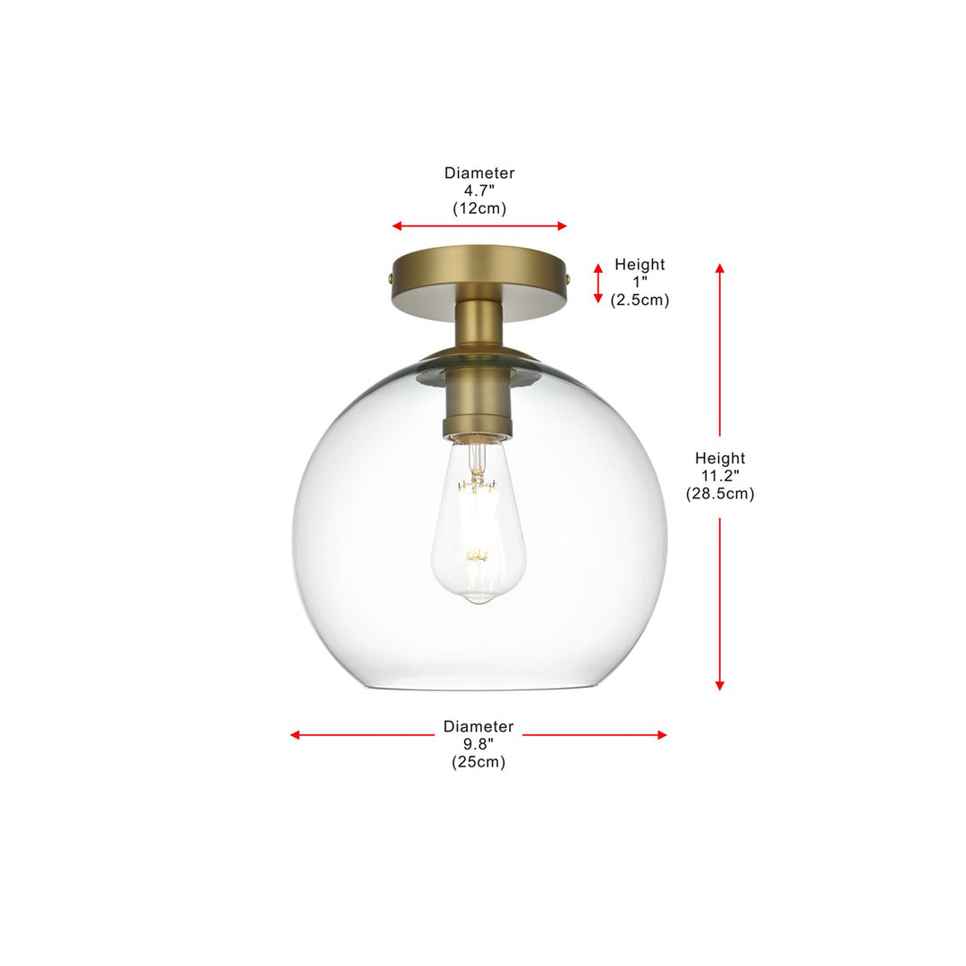 18 Inch Flush Mount Clear Shade In Satin Gold - View 6 - Joshua Marshal