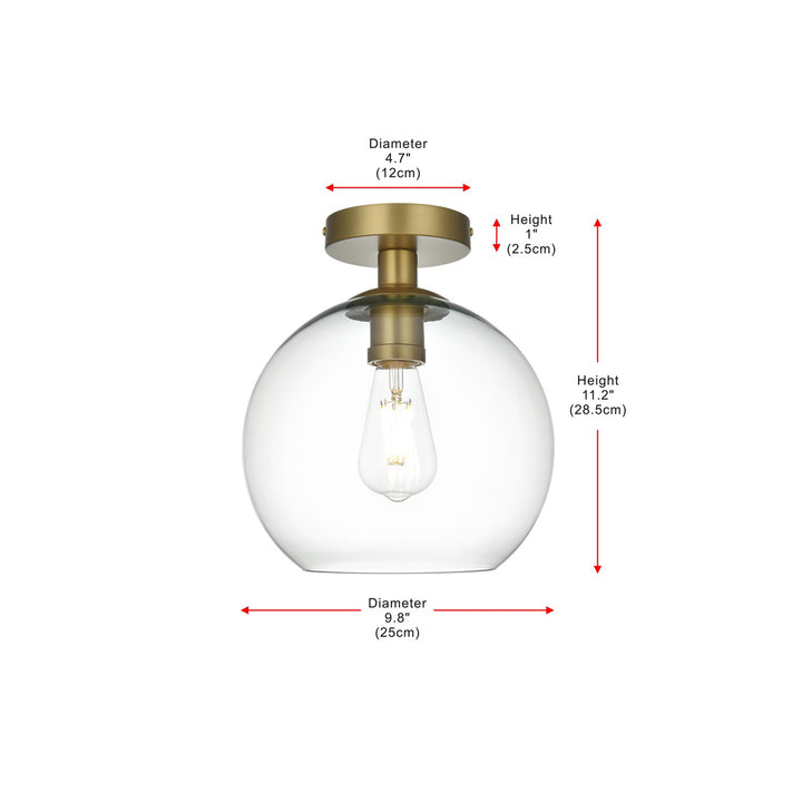 18 Inch Flush Mount Clear Shade In Satin Gold - View 6 - Joshua Marshal