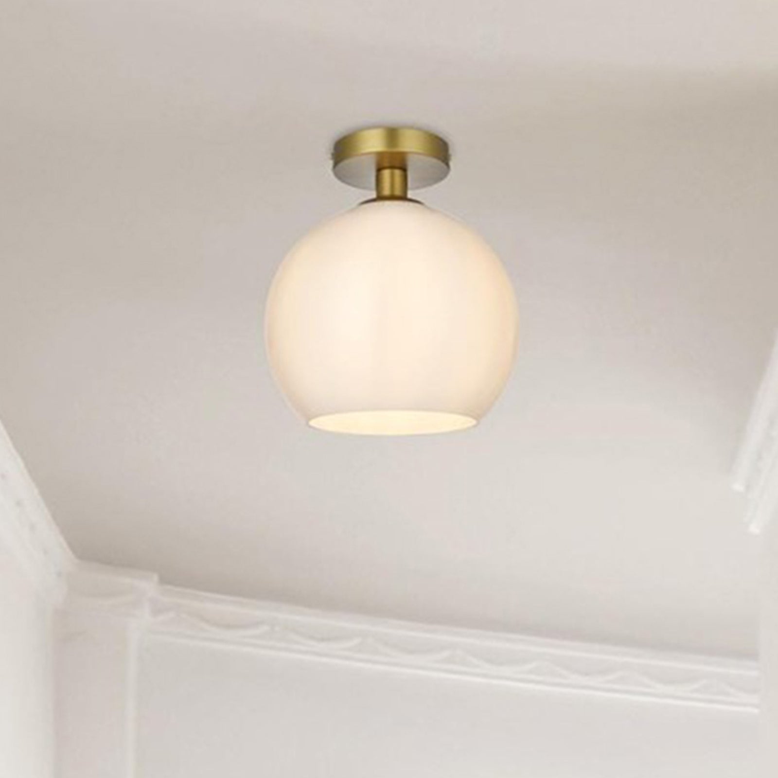 10 Inch Flush Mount Frosted White Shade In Satin Gold Satin Gold And Frosted White Finish - LIGHTING by Joshua Marshal