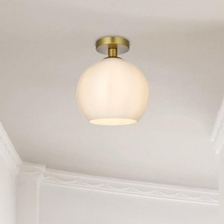 10 Inch Flush Mount Frosted White Shade In Satin Gold Satin Gold And Frosted White Finish - LIGHTING by Joshua Marshal