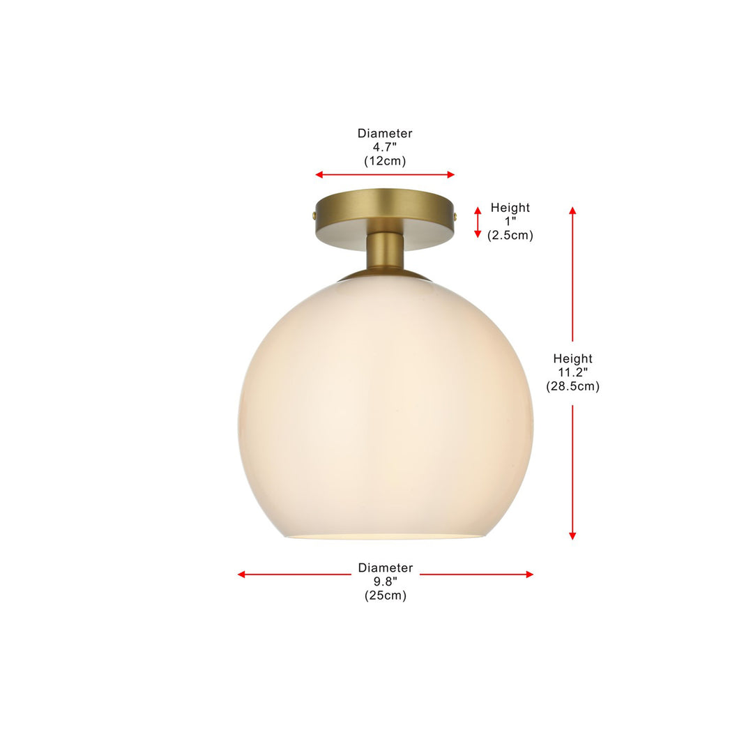 10 Inch Flush Mount Frosted White Shade In Satin Gold - View 6 - Joshua Marshal