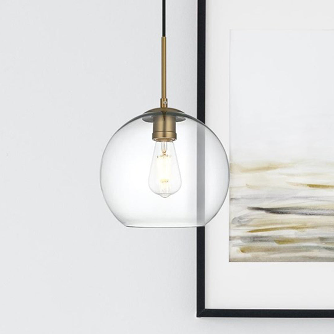 10 Inch Pendant Clear Shade In Satin Gold Satin Gold And Clear Finish - LIGHTING by Joshua Marshal