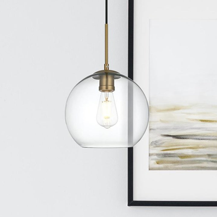10 Inch Pendant Clear Shade In Satin Gold Satin Gold And Clear Finish - LIGHTING by Joshua Marshal
