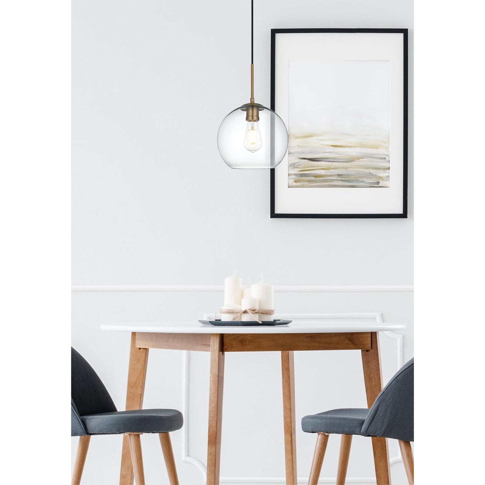 10 Inch Pendant Clear Shade In Satin Gold - View 2 - Joshua Marshal