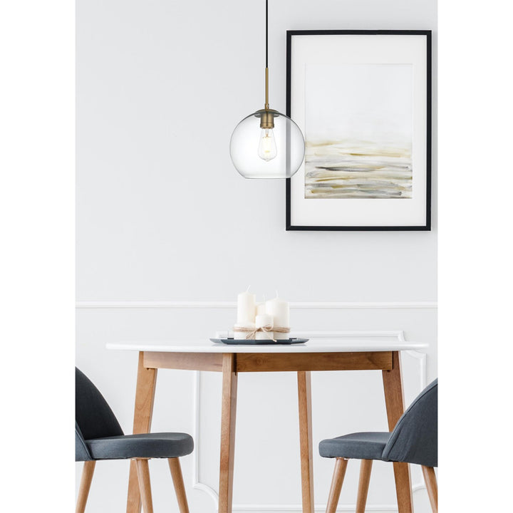 10 Inch Pendant Clear Shade In Satin Gold - View 2 - Joshua Marshal