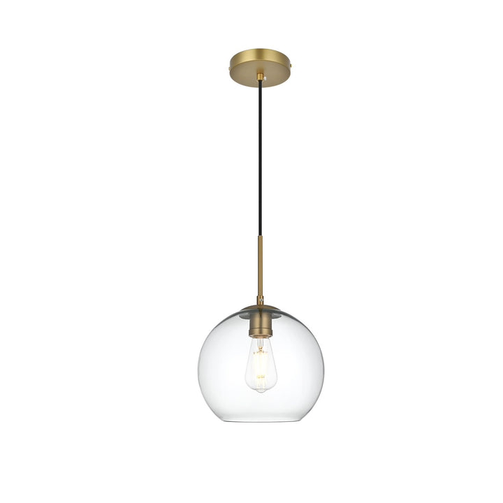 10 Inch Pendant Clear Shade In Satin Gold - View 3 - Joshua Marshal