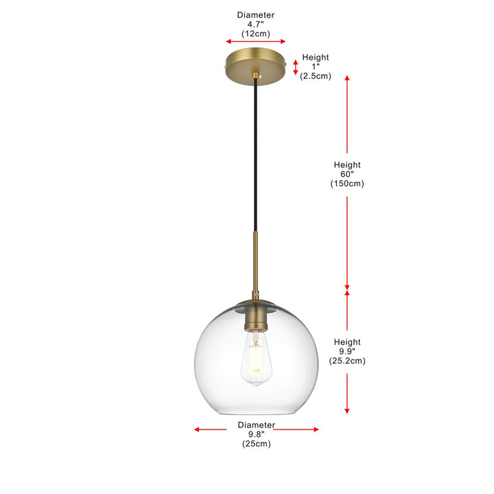 10 Inch Pendant Clear Shade In Satin Gold - View 6 - Joshua Marshal