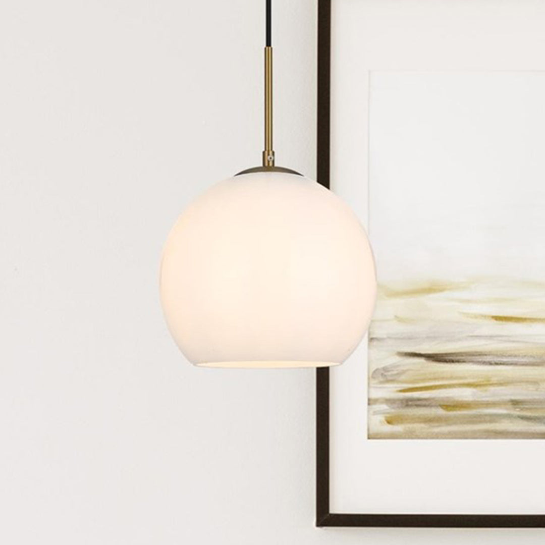 10 Inch Pendant Frosted White Shade In Satin Gold Satin Gold And Frosted White Finish - LIGHTING by Joshua Marshal