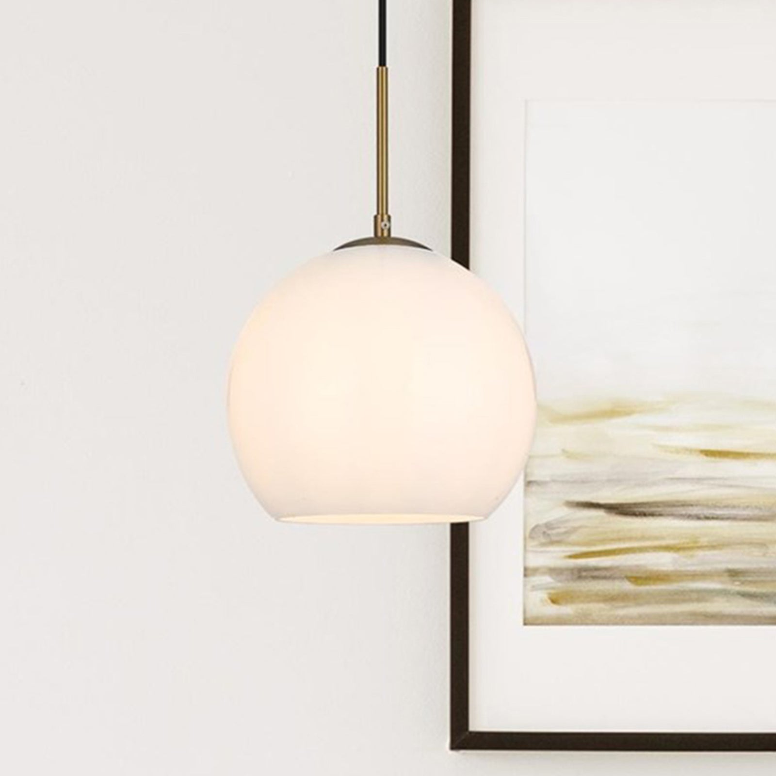 10 Inch Pendant Frosted White Shade In Satin Gold Satin Gold And Frosted White Finish - LIGHTING by Joshua Marshal
