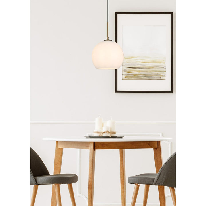 10 Inch Pendant Frosted White Shade In Satin Gold - View 2 - Joshua Marshal