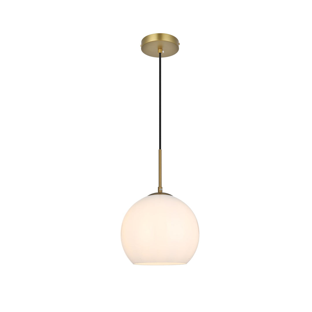 10 Inch Pendant Frosted White Shade In Satin Gold - View 4 - Joshua Marshal