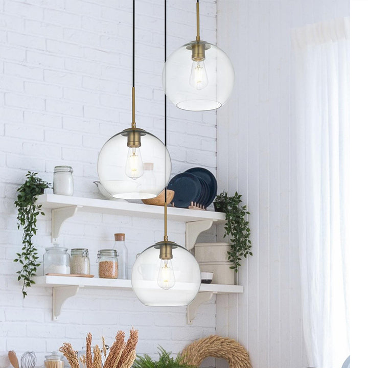 20 Inch Pendant Clear Shade In Satin Gold Satin Gold And Clear Finish - LIGHTING by Joshua Marshal