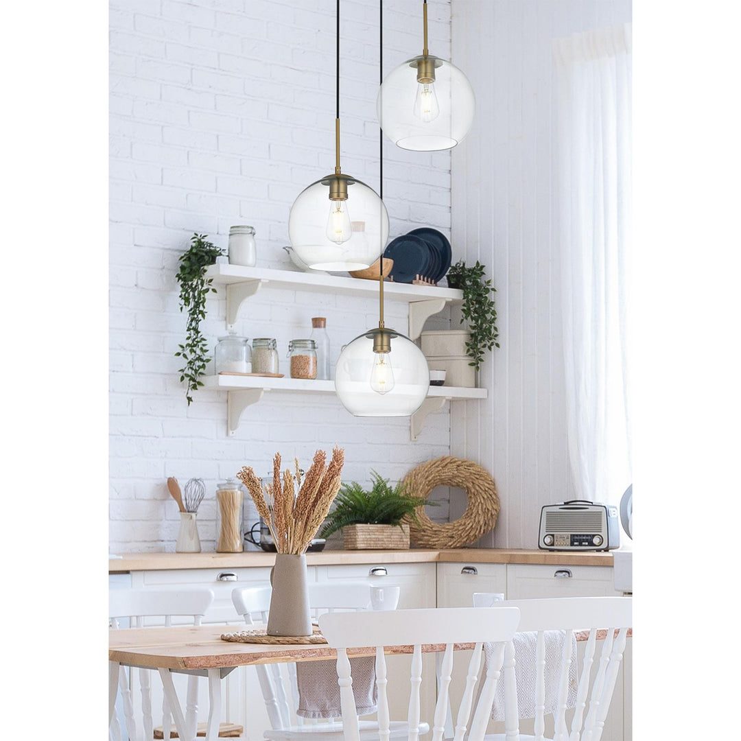 20 Inch Pendant Clear Shade In Satin Gold - View 2 - Joshua Marshal