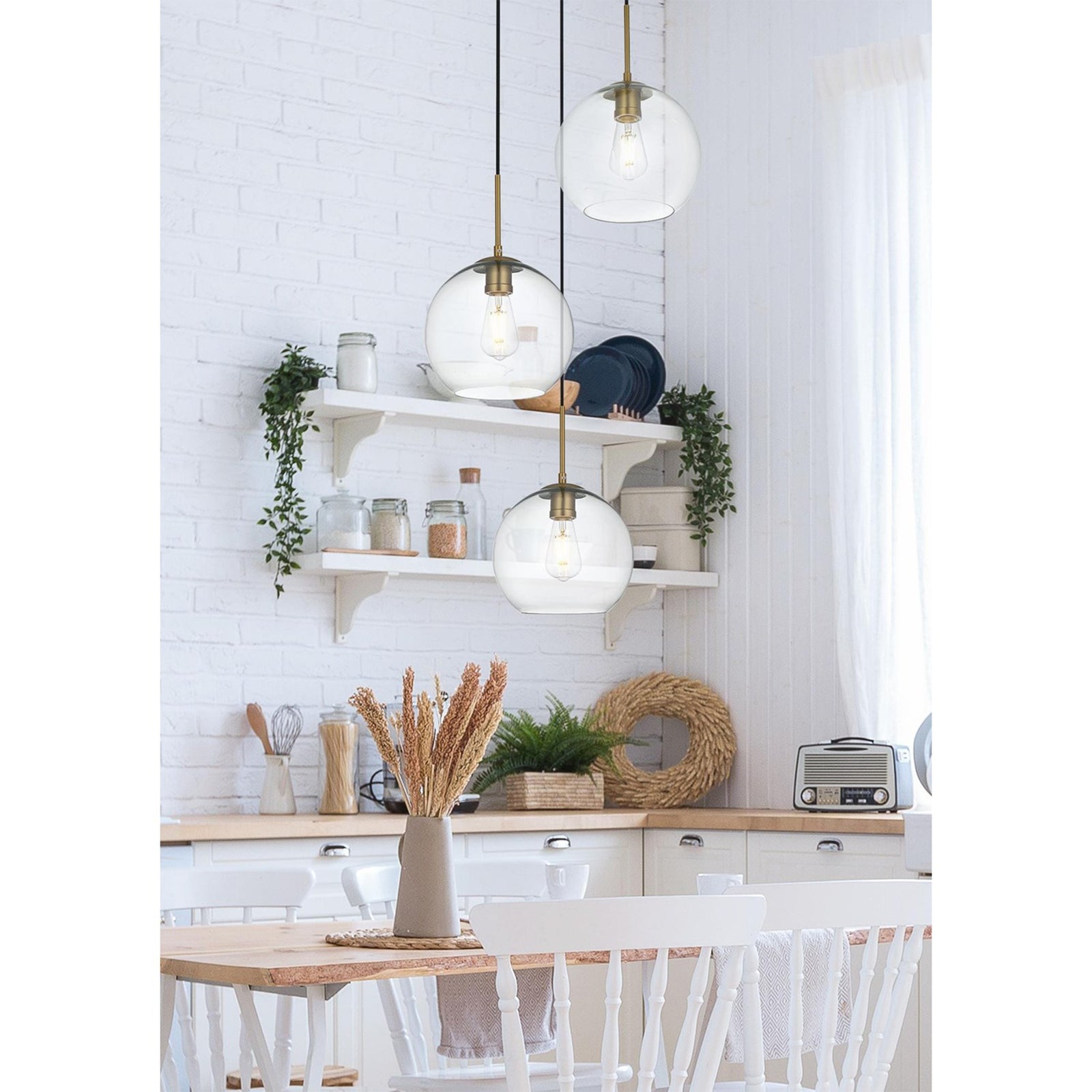 20 Inch Pendant Clear Shade In Satin Gold - View 2 - Joshua Marshal