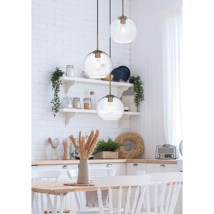 20 Inch Pendant Clear Shade In Satin Gold - View 2 - Joshua Marshal