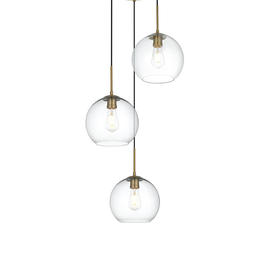 20 Inch Pendant Clear Shade In Satin Gold - View 3 - Joshua Marshal