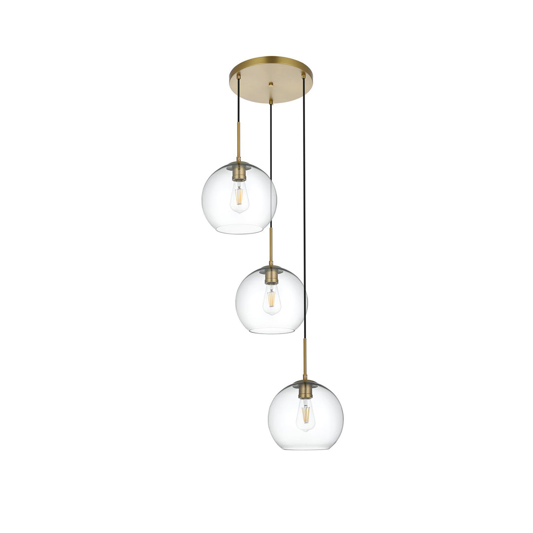 20 Inch Pendant Clear Shade In Satin Gold - View 4 - Joshua Marshal