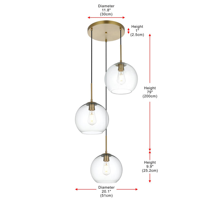 20 Inch Pendant Clear Shade In Satin Gold - View 6 - Joshua Marshal