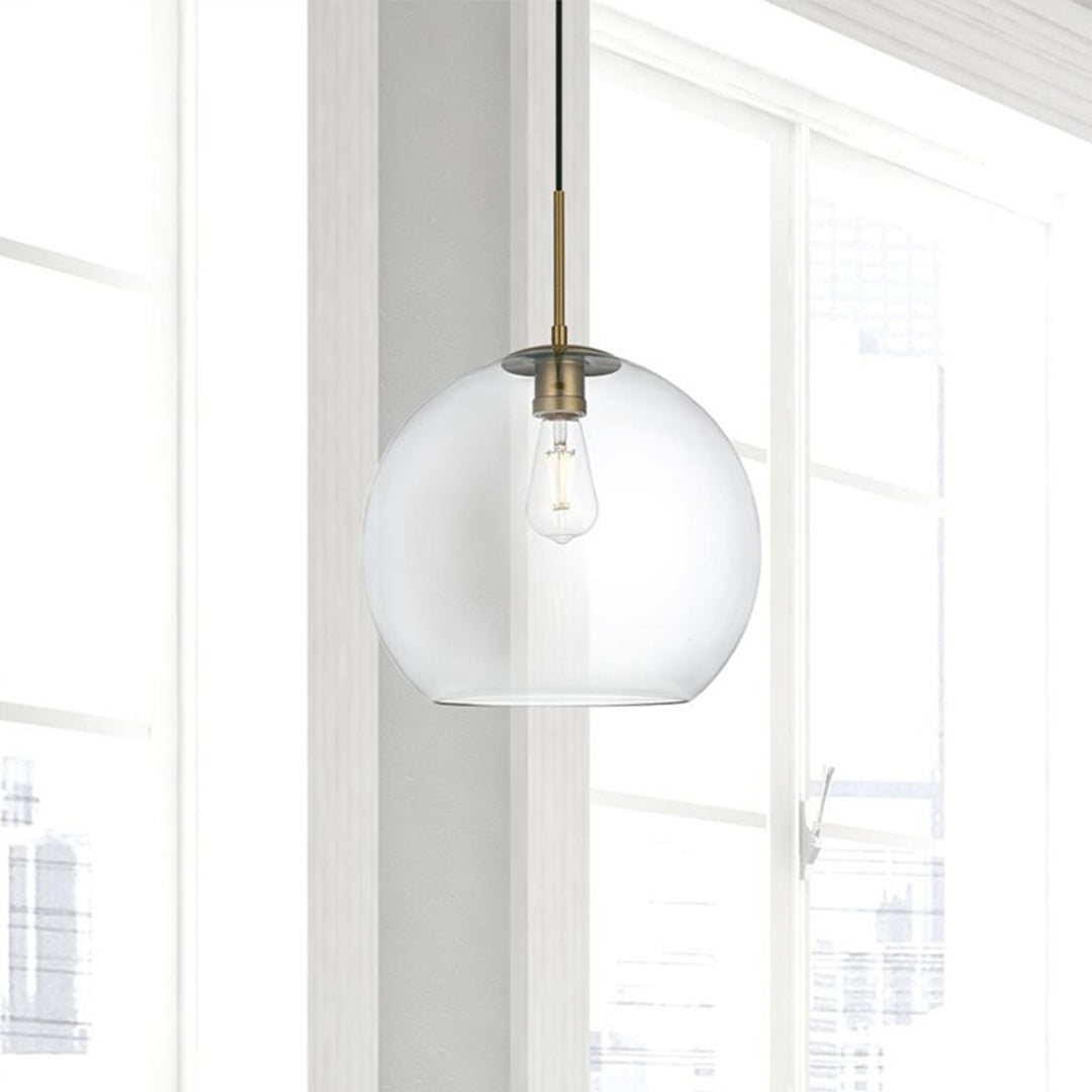 14 Inch Pendant Clear Shade In Satin Gold Satin Gold And Clear Finish - LIGHTING by Joshua Marshal