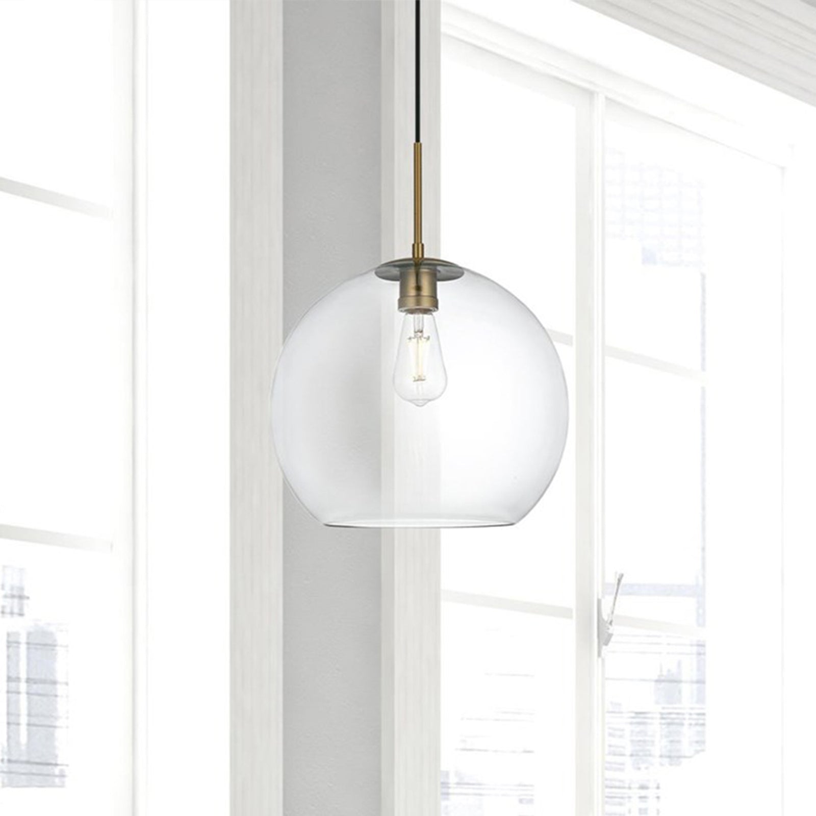 14 Inch Pendant Clear Shade In Satin Gold Satin Gold And Clear Finish - LIGHTING by Joshua Marshal