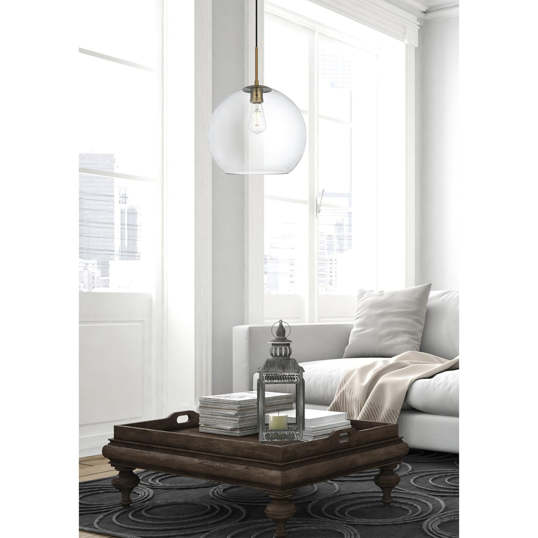 14 Inch Pendant Clear Shade In Satin Gold - View 2 - Joshua Marshal