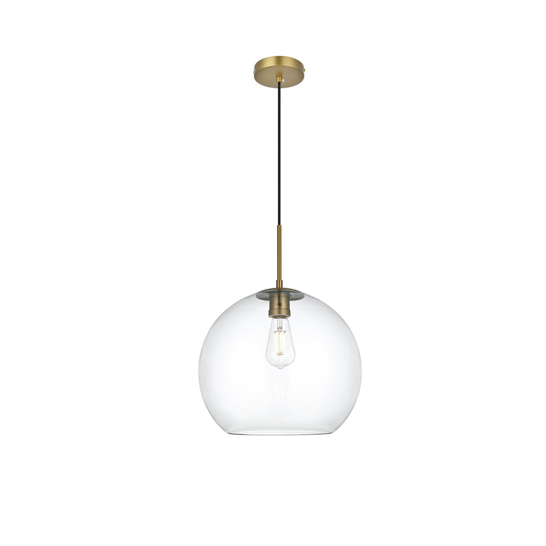 14 Inch Pendant Clear Shade In Satin Gold - View 3 - Joshua Marshal