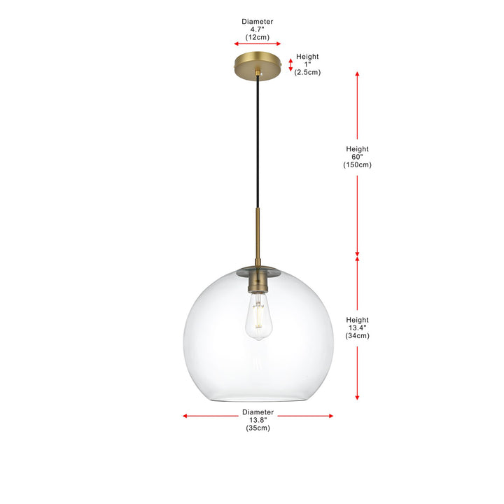 14 Inch Pendant Clear Shade In Satin Gold - View 6 - Joshua Marshal