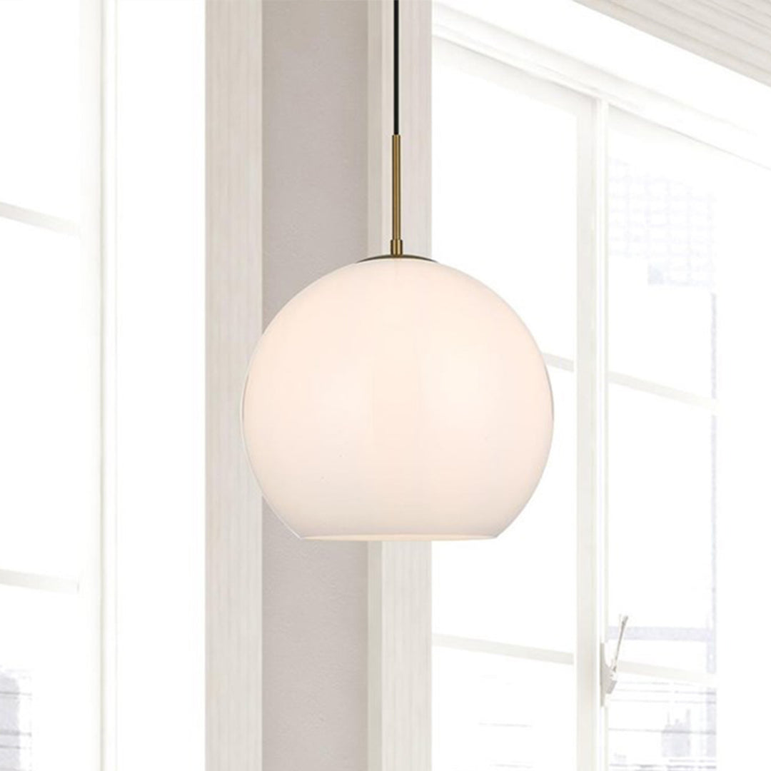 14 Inch Pendant Frosted White Shade In Satin Gold Satin Gold And Frosted White Finish - LIGHTING by Joshua Marshal