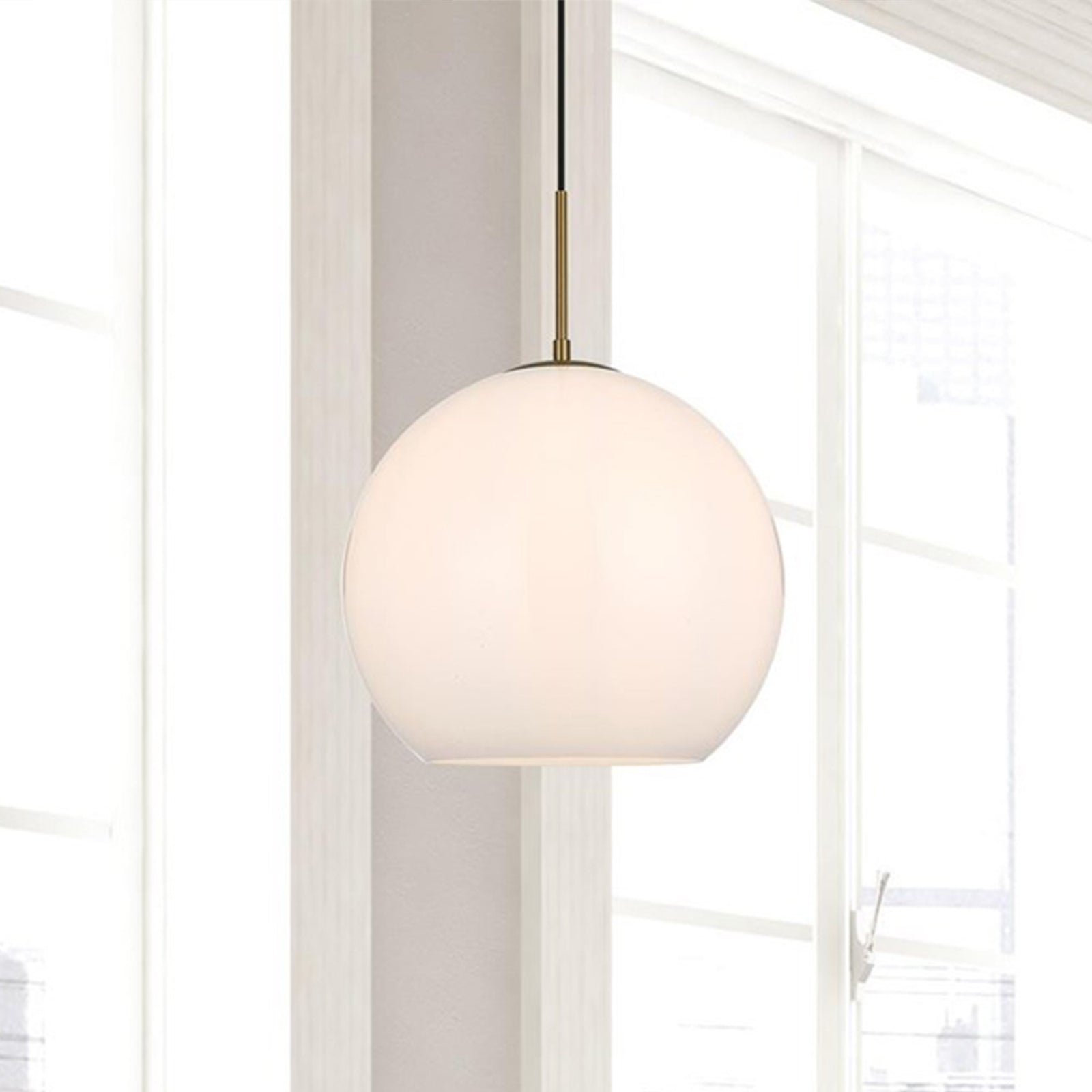 14 Inch Pendant Frosted White Shade In Satin Gold Satin Gold And Frosted White Finish - LIGHTING by Joshua Marshal