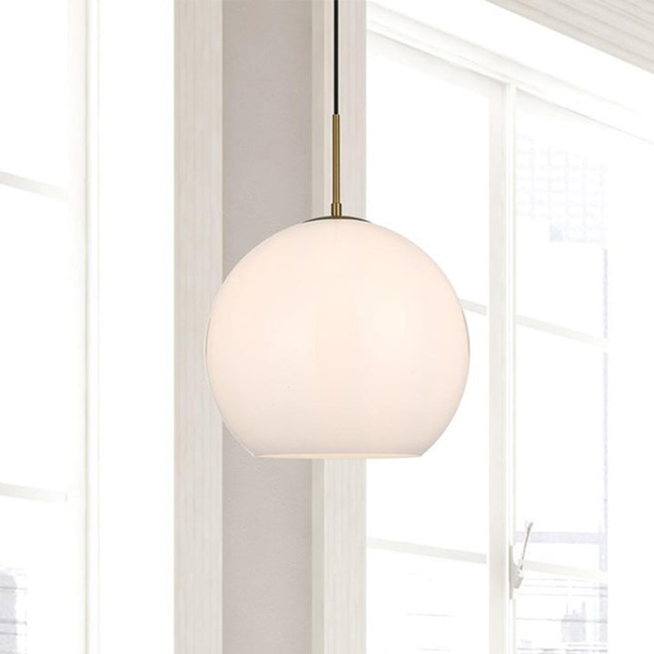 14 Inch Pendant Frosted White Shade In Satin Gold Satin Gold And Frosted White Finish - LIGHTING by Joshua Marshal