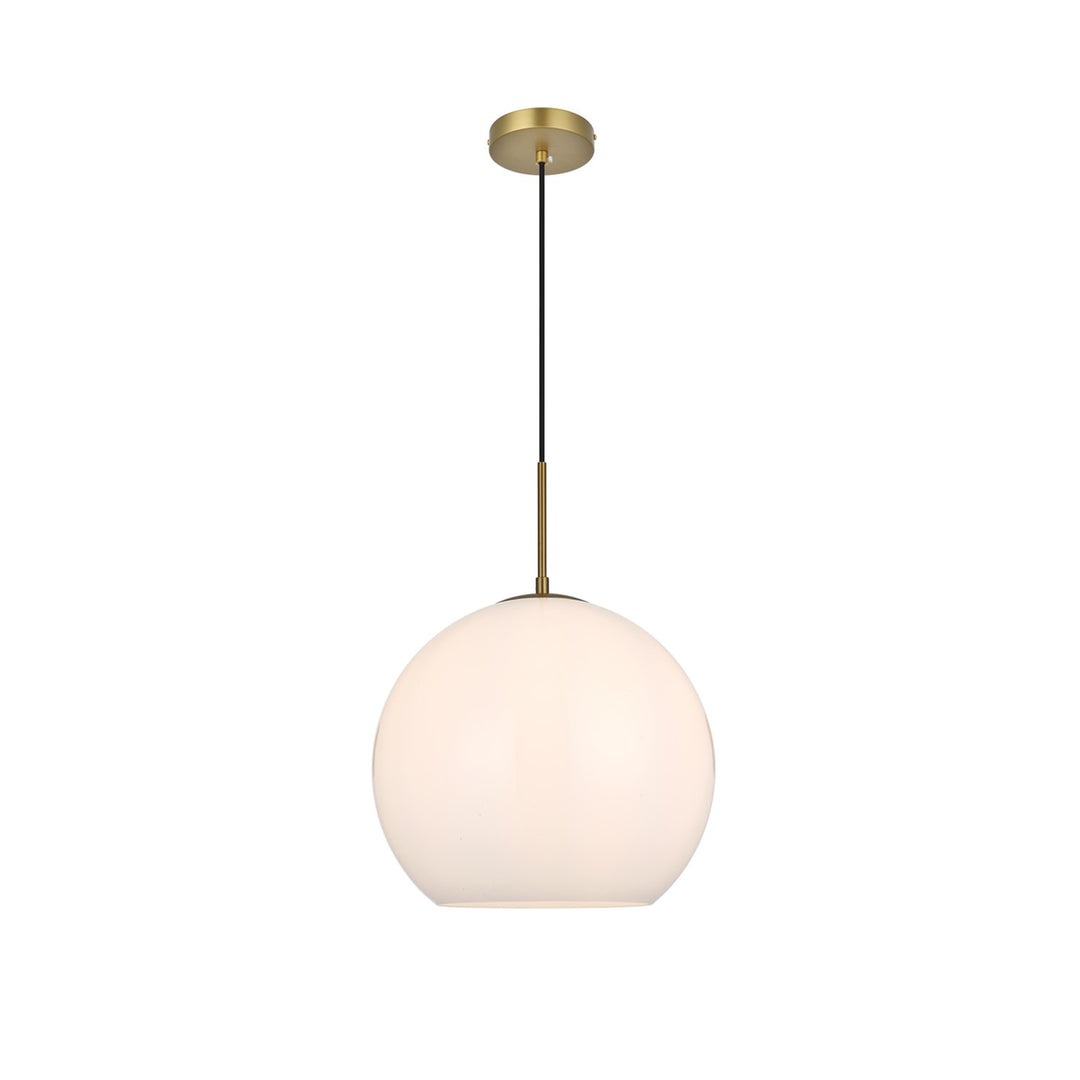 14 Inch Pendant Frosted White Shade In Satin Gold - View 3 - Joshua Marshal