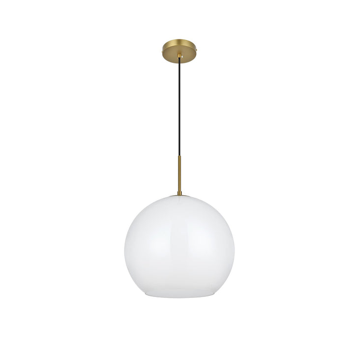 14 Inch Pendant Frosted White Shade In Satin Gold - View 4 - Joshua Marshal