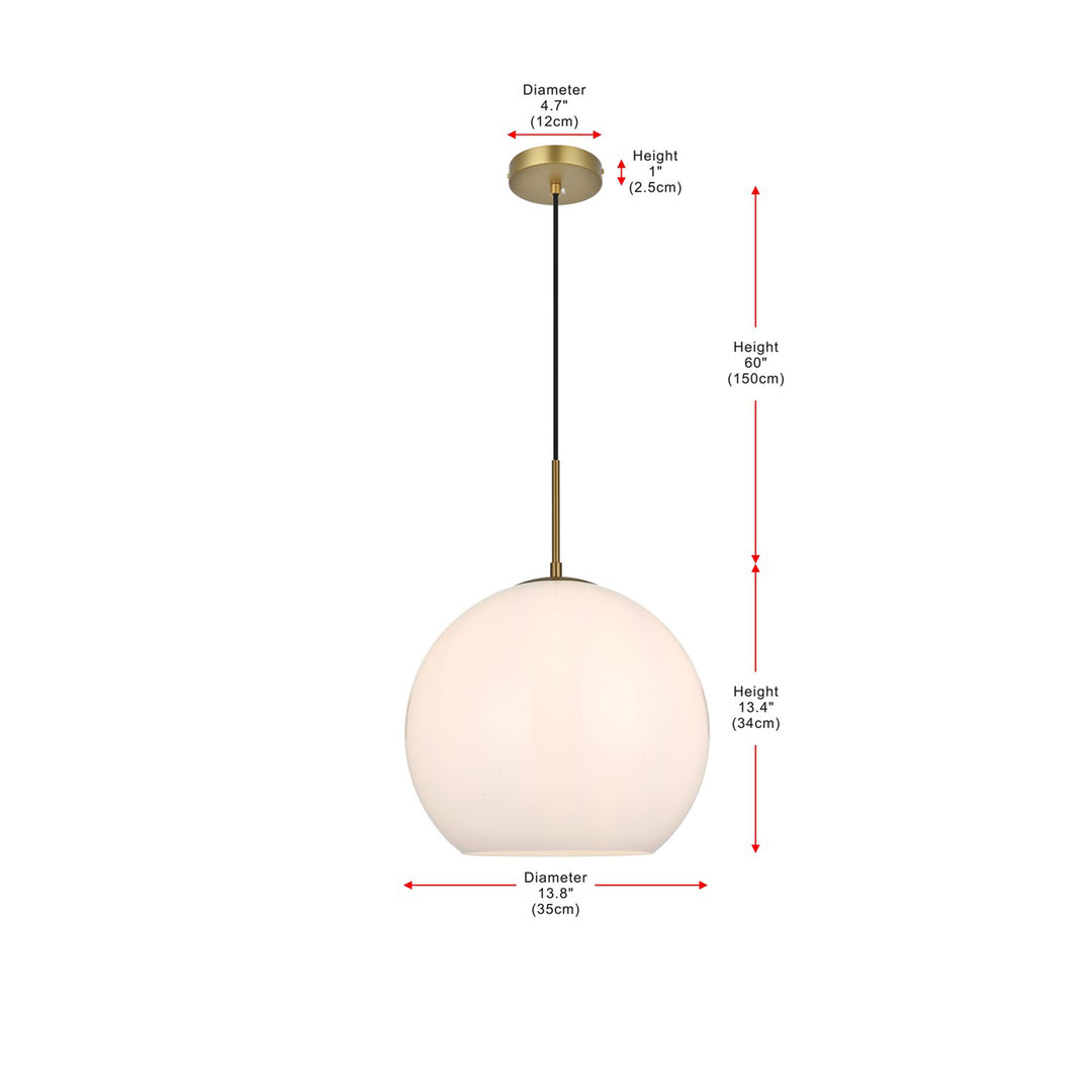 14 Inch Pendant Frosted White Shade In Satin Gold - View 6 - Joshua Marshal