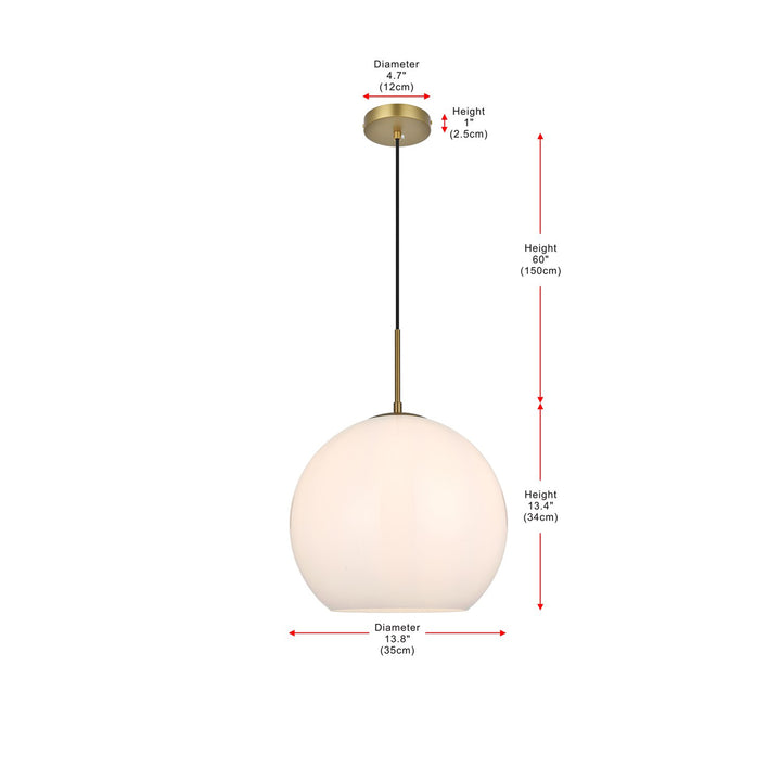 14 Inch Pendant Frosted White Shade In Satin Gold - View 6 - Joshua Marshal