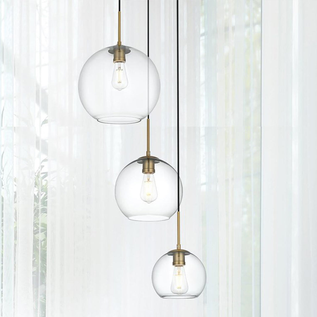 21 Inch Pendant Clear Shade In Satin Gold Satin Gold And Clear Finish - LIGHTING by Joshua Marshal