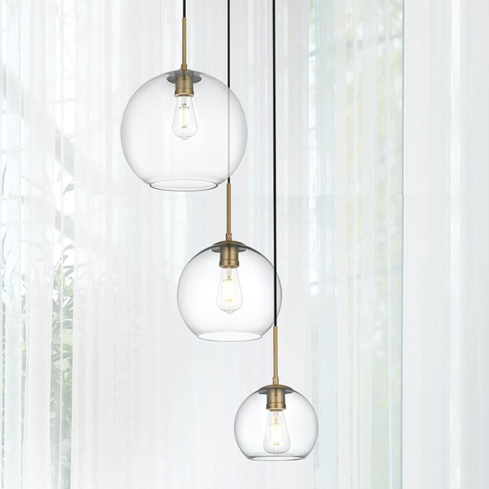 21 Inch Pendant Clear Shade In Satin Gold Satin Gold And Clear Finish - LIGHTING by Joshua Marshal
