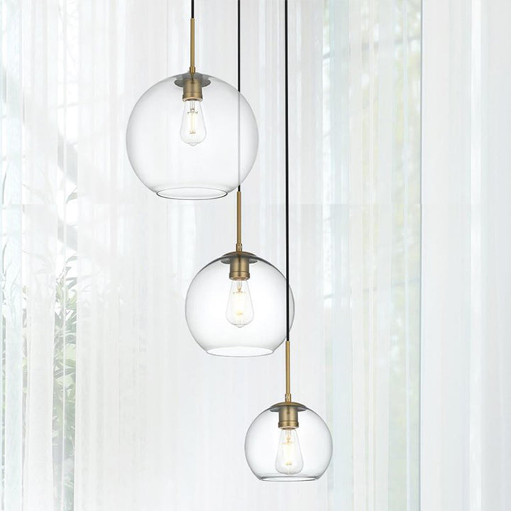 21 Inch Pendant Clear Shade In Satin Gold Satin Gold And Clear Finish - LIGHTING by Joshua Marshal