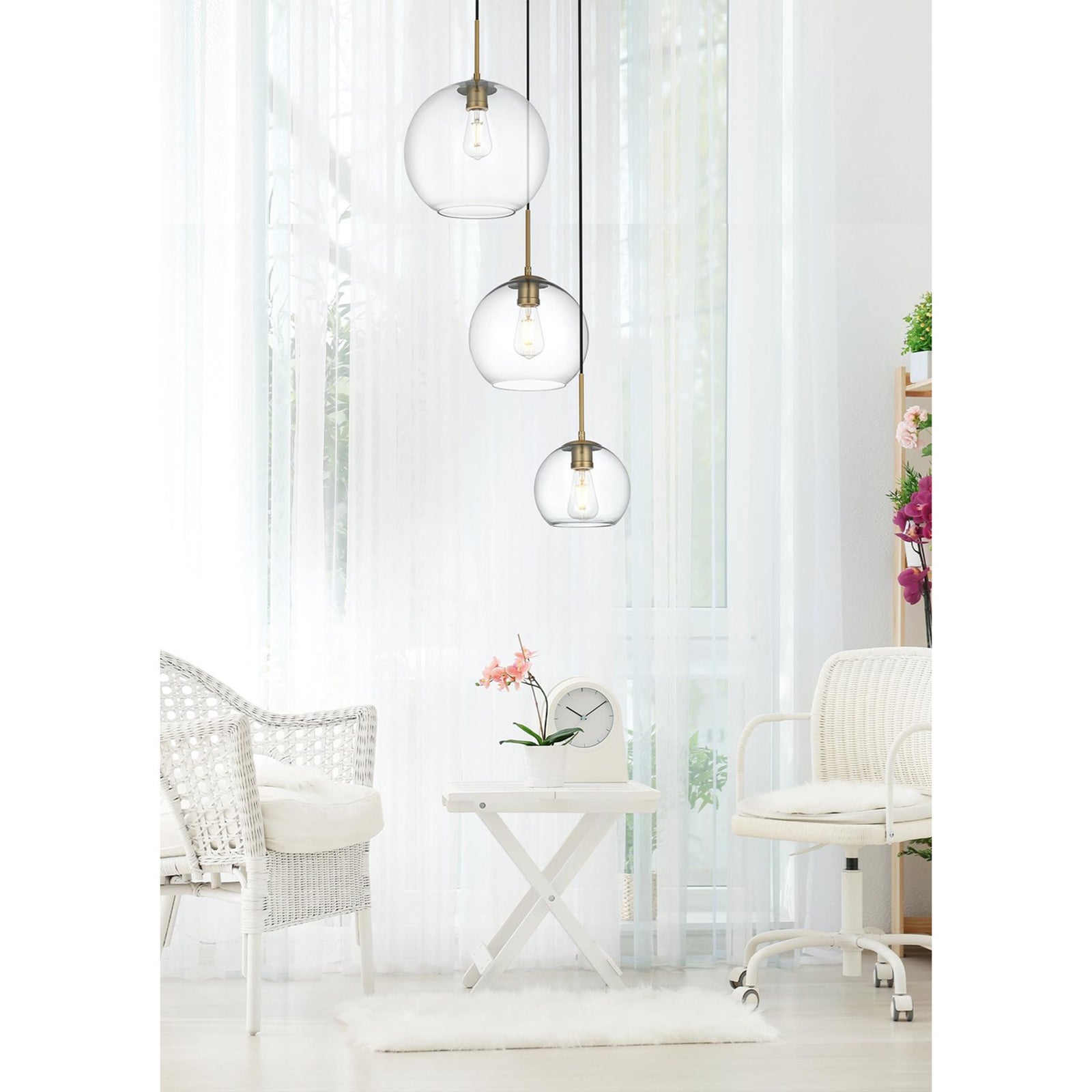 21 Inch Pendant Clear Shade In Satin Gold - View 2 - Joshua Marshal