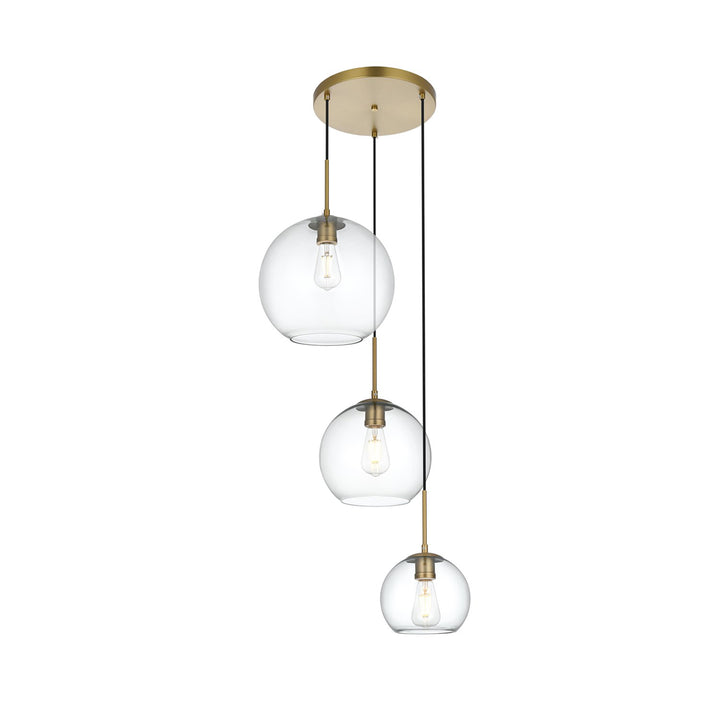 21 Inch Pendant Clear Shade In Satin Gold - View 3 - Joshua Marshal