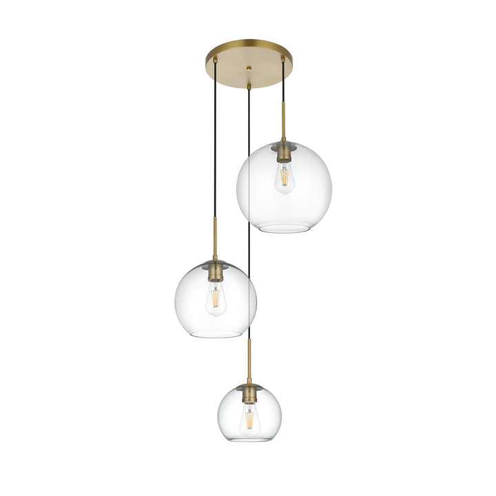 21 Inch Pendant Clear Shade In Satin Gold - View 4 - Joshua Marshal