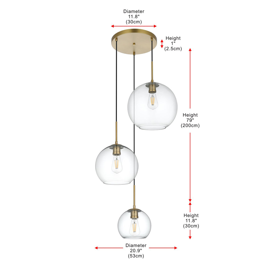 21 Inch Pendant Clear Shade In Satin Gold - View 6 - Joshua Marshal