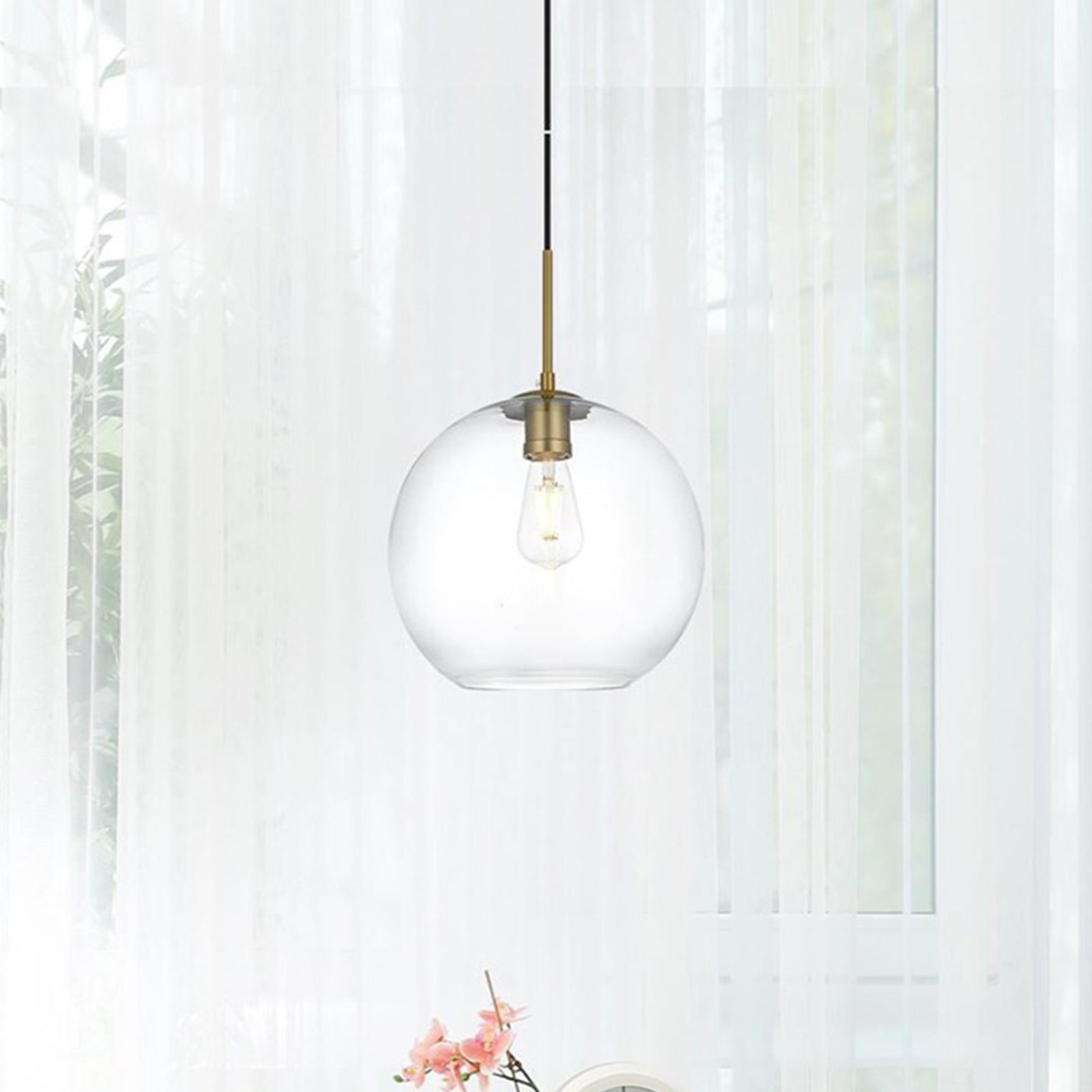 12 Inch Pendant Clear Shade In Satin Gold Satin Gold And Clear Finish - LIGHTING by Joshua Marshal