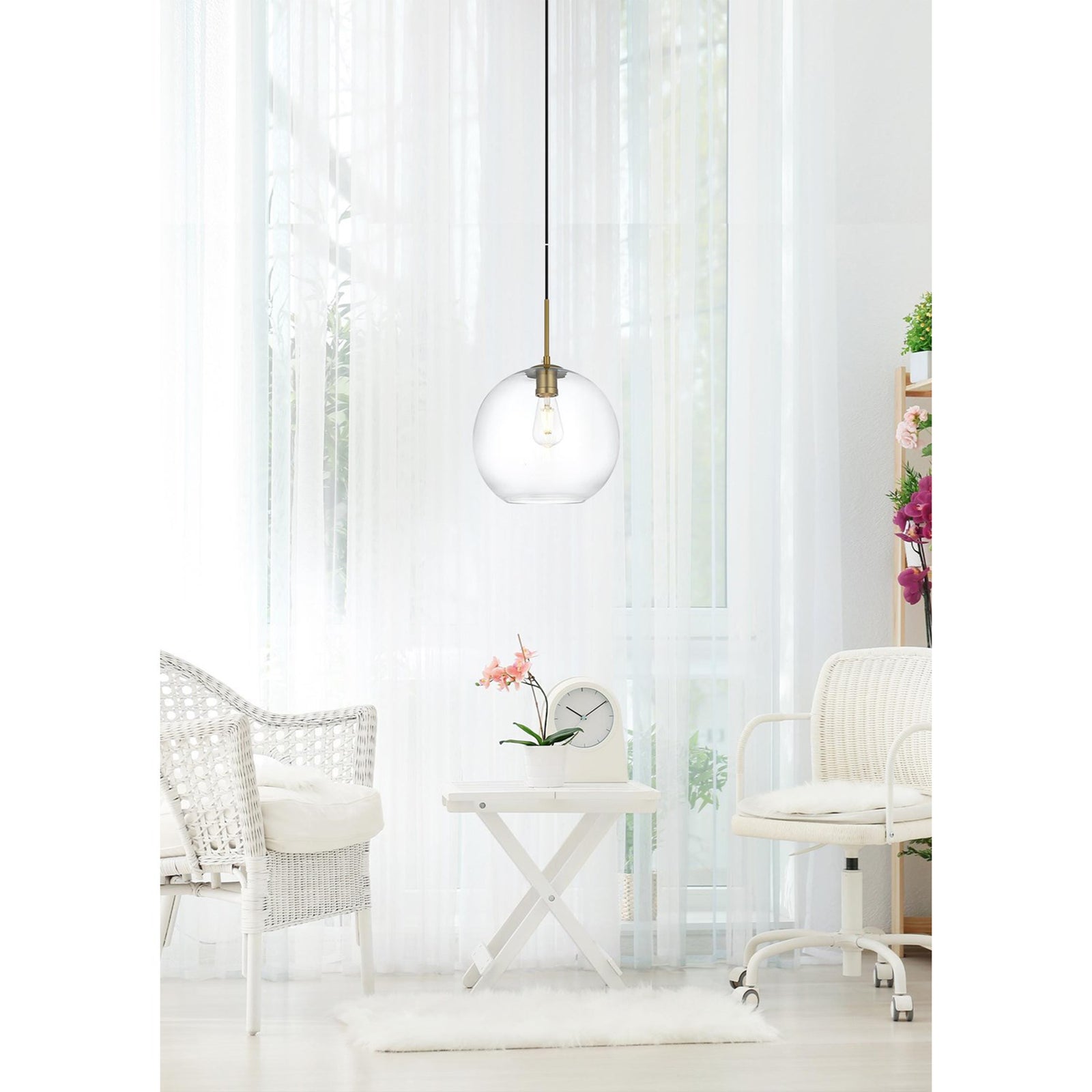 12 Inch Pendant Clear Shade In Satin Gold - View 2 - Joshua Marshal