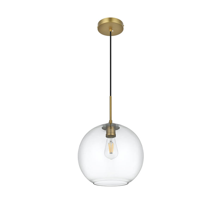 12 Inch Pendant Clear Shade In Satin Gold - View 3 - Joshua Marshal