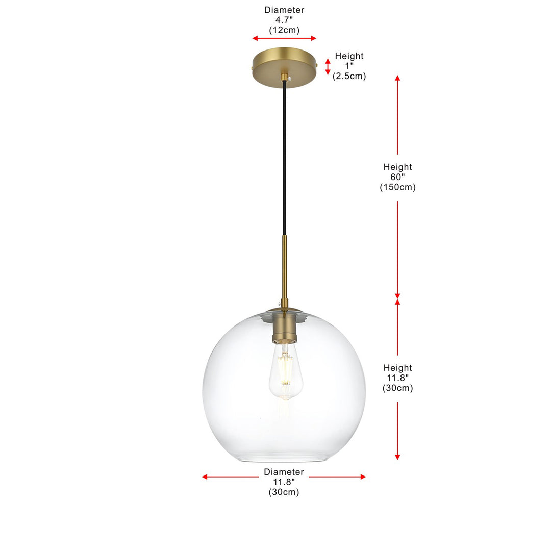 12 Inch Pendant Clear Shade In Satin Gold - View 6 - Joshua Marshal